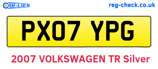 PX07YPG are the vehicle registration plates.