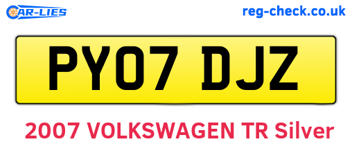 PY07DJZ are the vehicle registration plates.