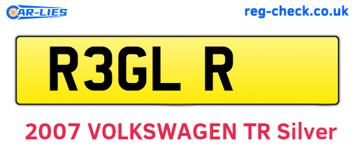 R3GLR are the vehicle registration plates.
