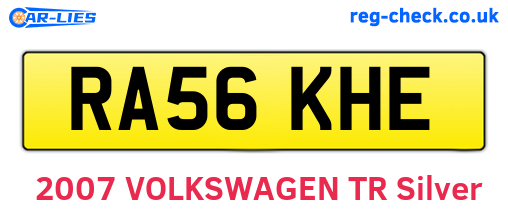 RA56KHE are the vehicle registration plates.