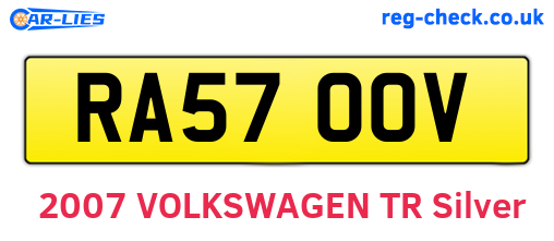 RA57OOV are the vehicle registration plates.