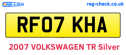 RF07KHA are the vehicle registration plates.