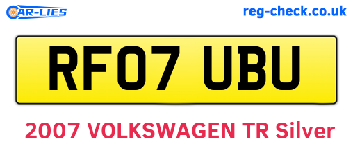 RF07UBU are the vehicle registration plates.
