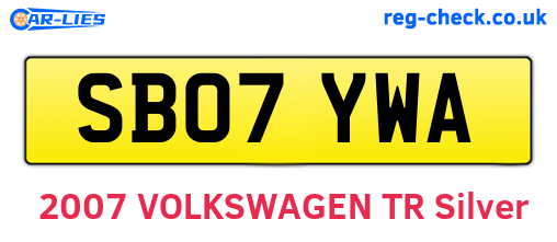 SB07YWA are the vehicle registration plates.