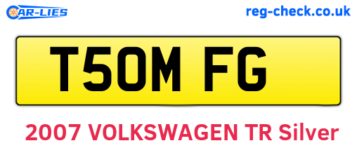 T50MFG are the vehicle registration plates.