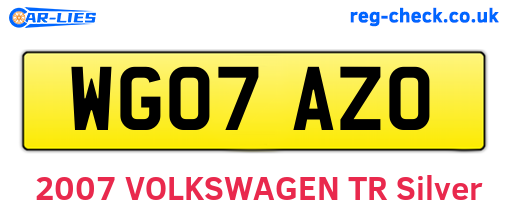 WG07AZO are the vehicle registration plates.