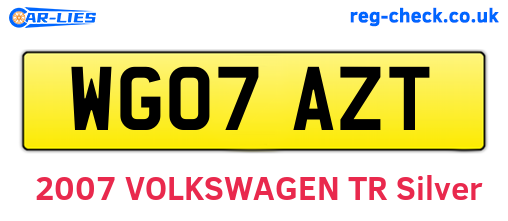 WG07AZT are the vehicle registration plates.