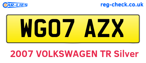 WG07AZX are the vehicle registration plates.