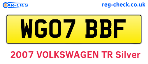 WG07BBF are the vehicle registration plates.