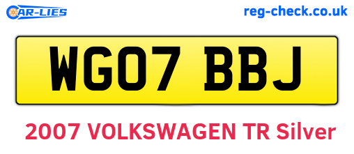 WG07BBJ are the vehicle registration plates.