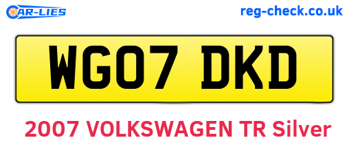 WG07DKD are the vehicle registration plates.