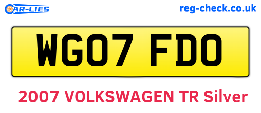 WG07FDO are the vehicle registration plates.