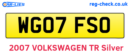 WG07FSO are the vehicle registration plates.
