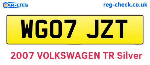 WG07JZT are the vehicle registration plates.