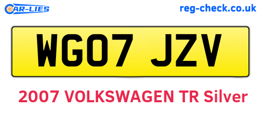 WG07JZV are the vehicle registration plates.