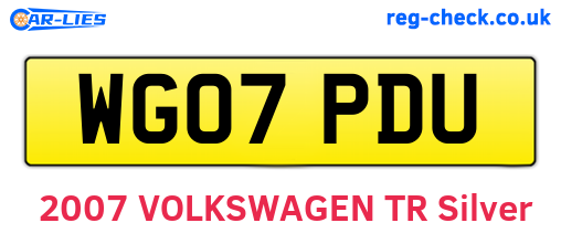 WG07PDU are the vehicle registration plates.