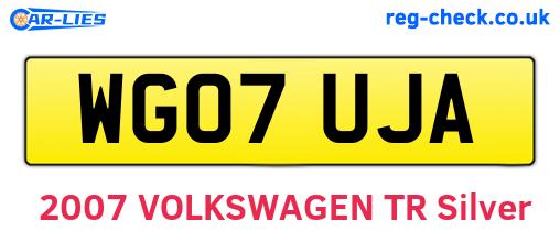 WG07UJA are the vehicle registration plates.