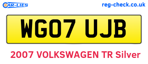 WG07UJB are the vehicle registration plates.