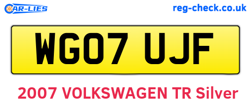WG07UJF are the vehicle registration plates.