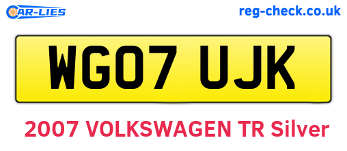 WG07UJK are the vehicle registration plates.