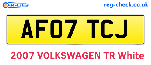 AF07TCJ are the vehicle registration plates.