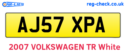 AJ57XPA are the vehicle registration plates.