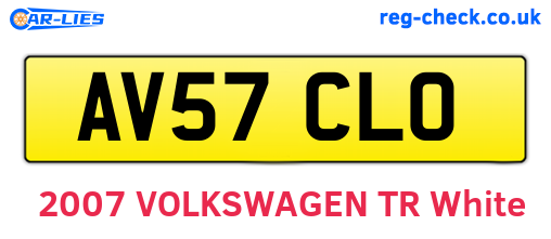 AV57CLO are the vehicle registration plates.