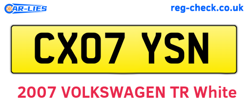CX07YSN are the vehicle registration plates.