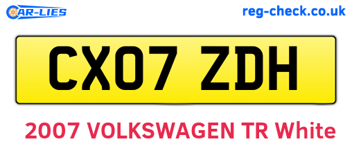 CX07ZDH are the vehicle registration plates.