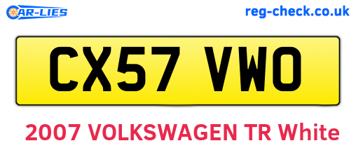 CX57VWO are the vehicle registration plates.
