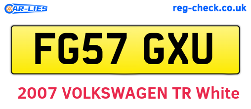 FG57GXU are the vehicle registration plates.