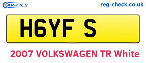 H6YFS are the vehicle registration plates.