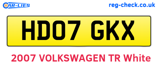 HD07GKX are the vehicle registration plates.