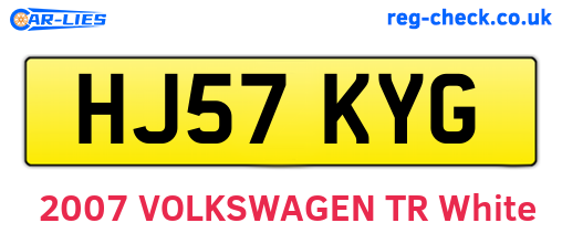 HJ57KYG are the vehicle registration plates.