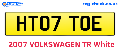 HT07TOE are the vehicle registration plates.