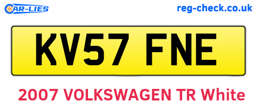 KV57FNE are the vehicle registration plates.