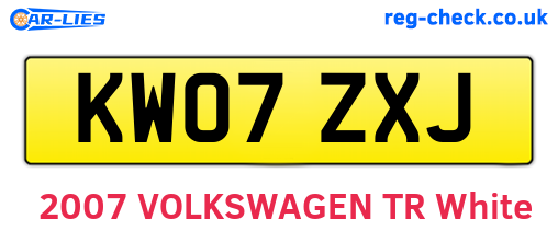 KW07ZXJ are the vehicle registration plates.