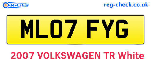 ML07FYG are the vehicle registration plates.