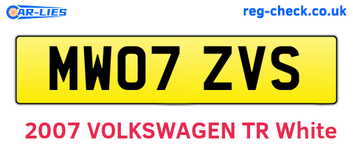 MW07ZVS are the vehicle registration plates.