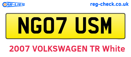 NG07USM are the vehicle registration plates.