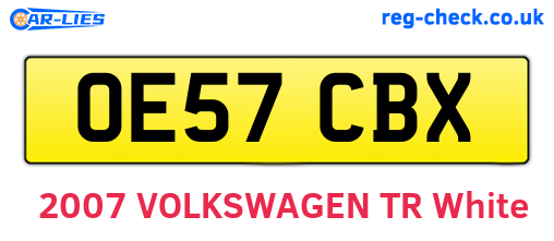 OE57CBX are the vehicle registration plates.