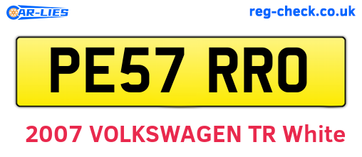 PE57RRO are the vehicle registration plates.