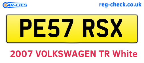 PE57RSX are the vehicle registration plates.