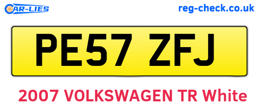 PE57ZFJ are the vehicle registration plates.
