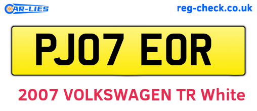 PJ07EOR are the vehicle registration plates.