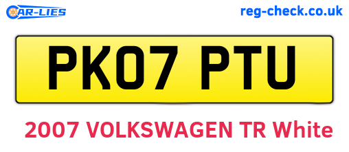 PK07PTU are the vehicle registration plates.