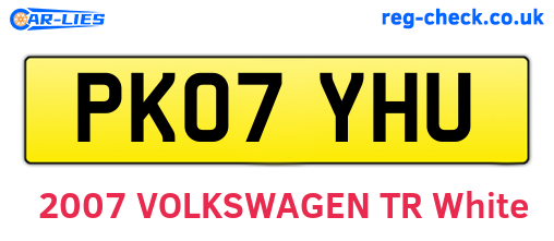PK07YHU are the vehicle registration plates.