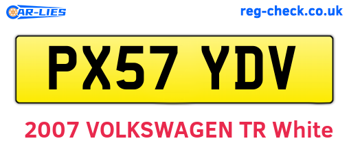 PX57YDV are the vehicle registration plates.