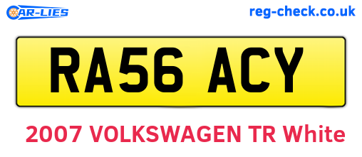 RA56ACY are the vehicle registration plates.