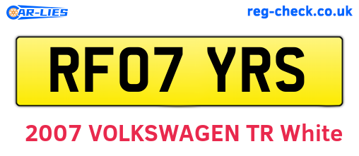 RF07YRS are the vehicle registration plates.